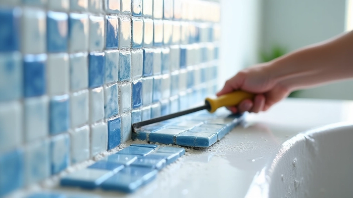 nakładanie mozaiki na ścianę