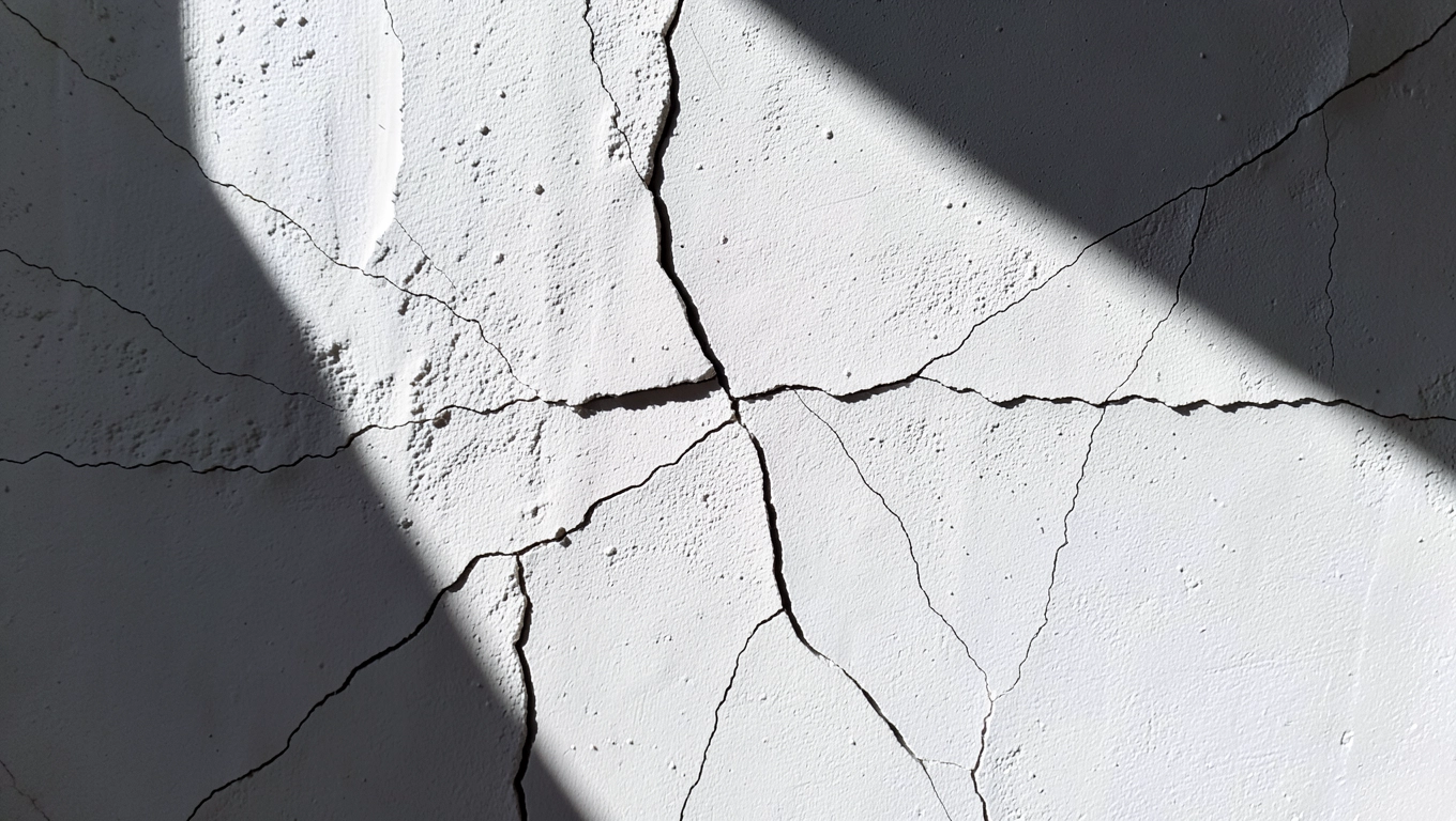 Nierówności tynków gipsowych pod ostrym światłem