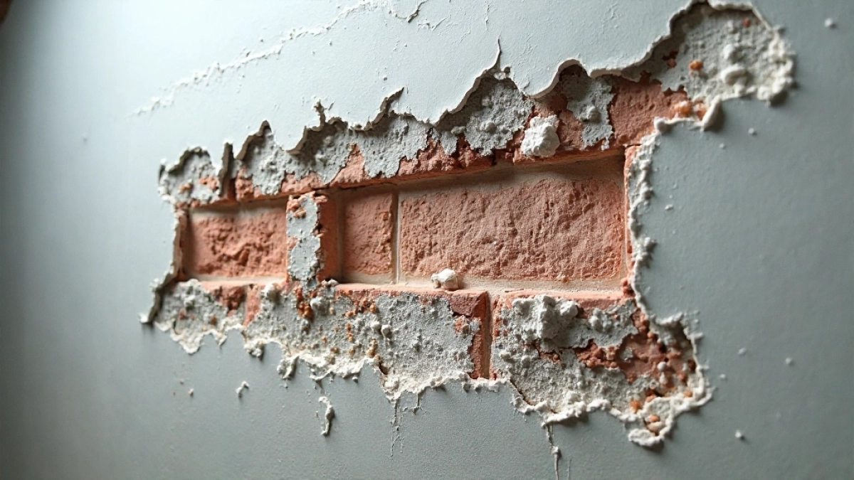 Odpadający tynk w piwnicy