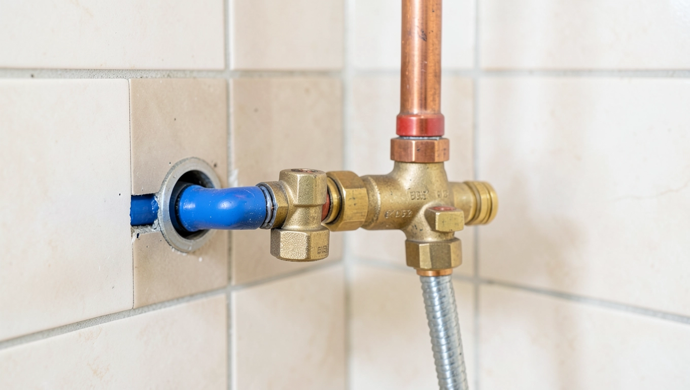 Podłączenie rur do baterii prysznicowej podtynkowej