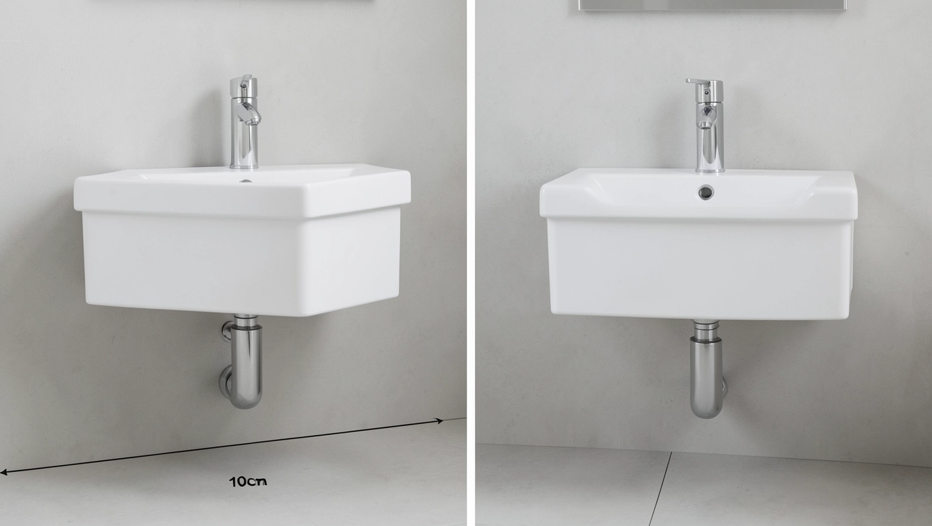 Różnice wysokości dla typów umywalek