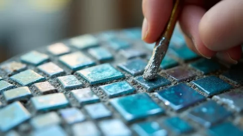 fugowanie mozaiki szklanej