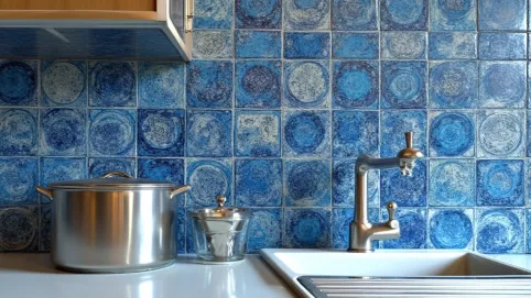 Mozaika w kuchni nad blatem