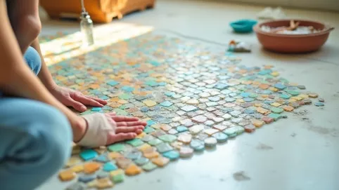 Układanie mozaiki na podłodze
