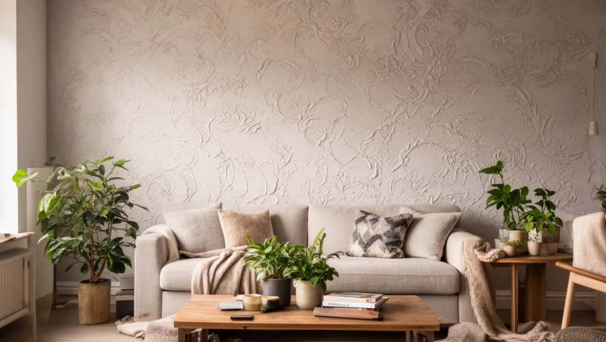 tynk dekoracyjny w salonie