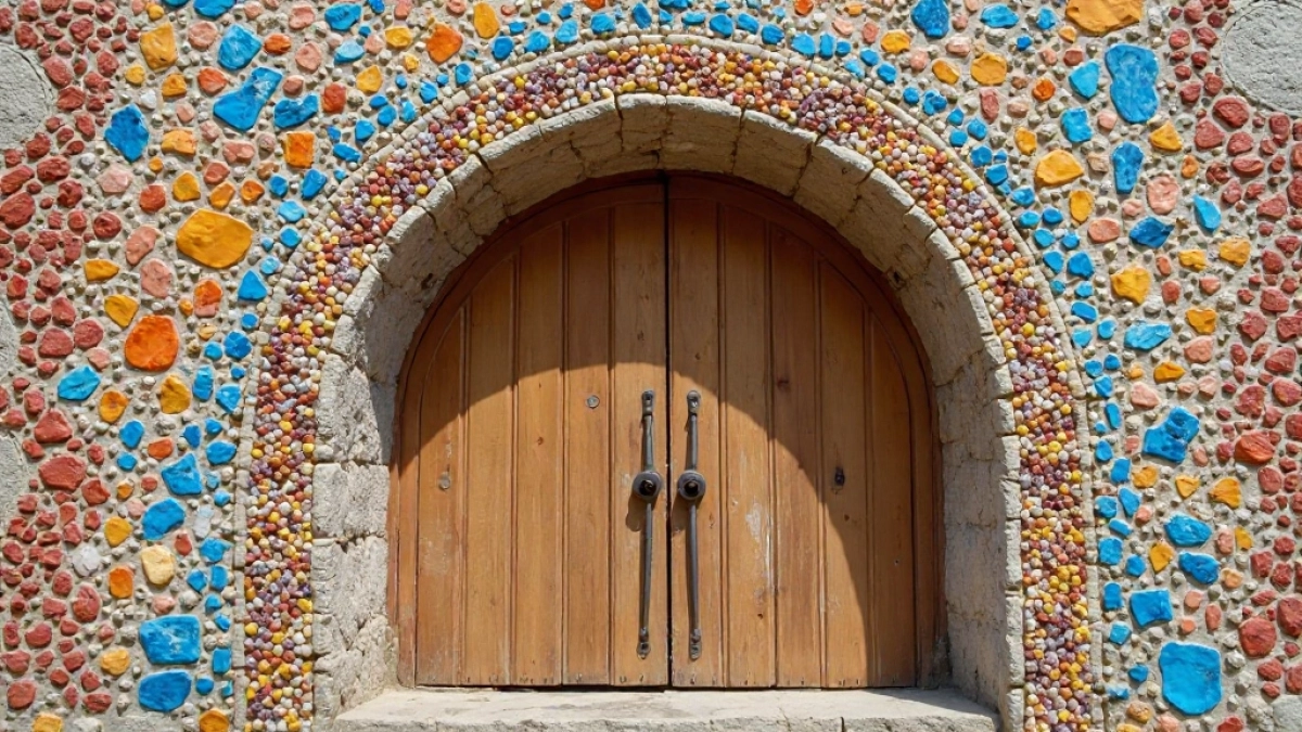 tynk mozaikowy wokół drzwi