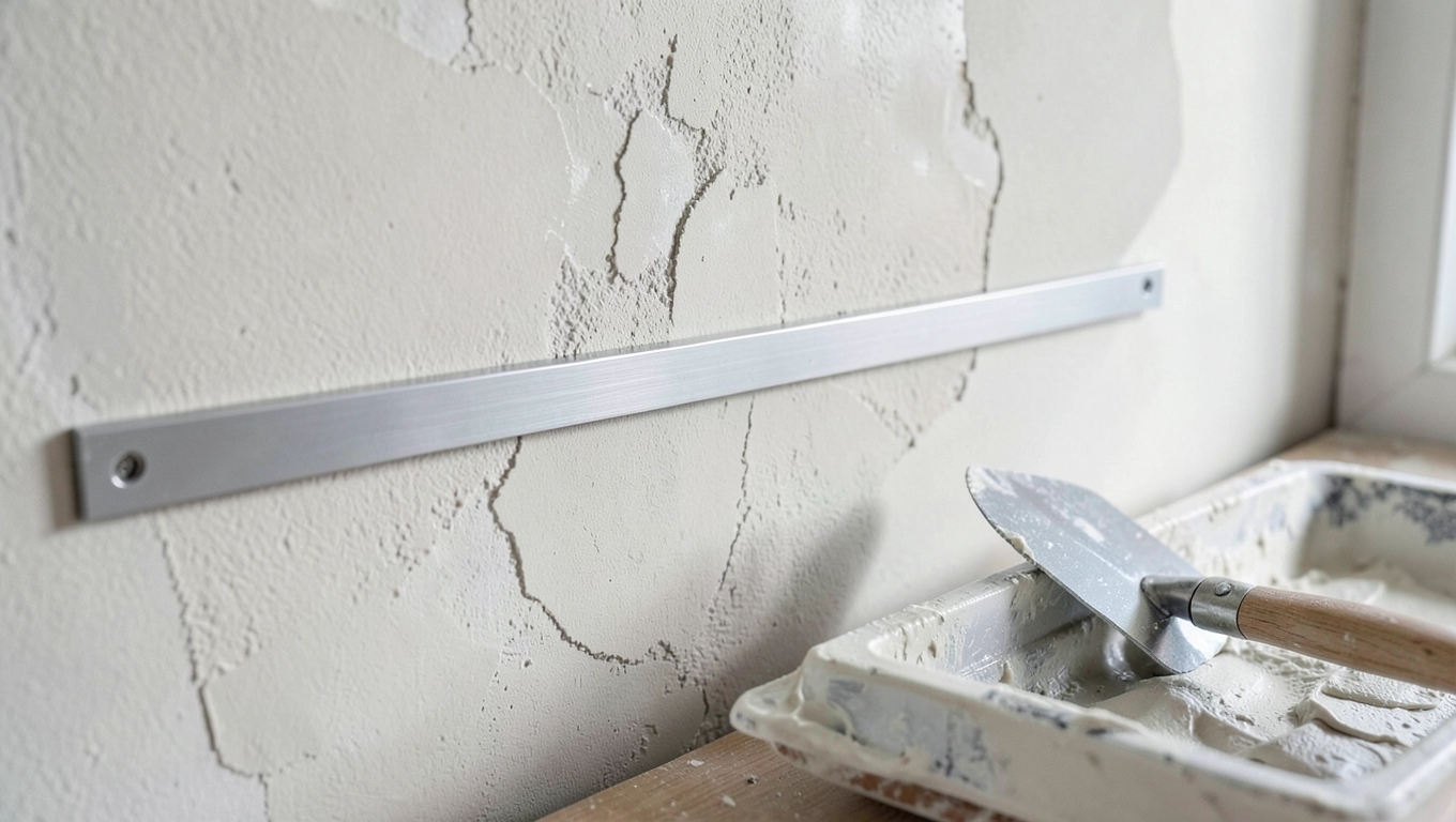 Wyrównywanie tynku łatą i pacą